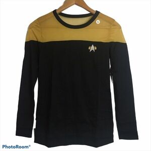 Star Trek Starfleet Operations Gold Yellow Sweater Knit Large L Sheer Shirt